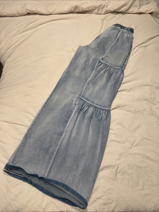 Fashion Nova Denim - Fashion Nova Light Blue Tiered Wide-Leg Jeans